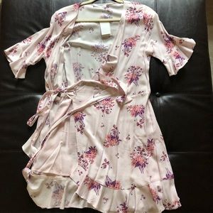 Pink and purple floral tie dress